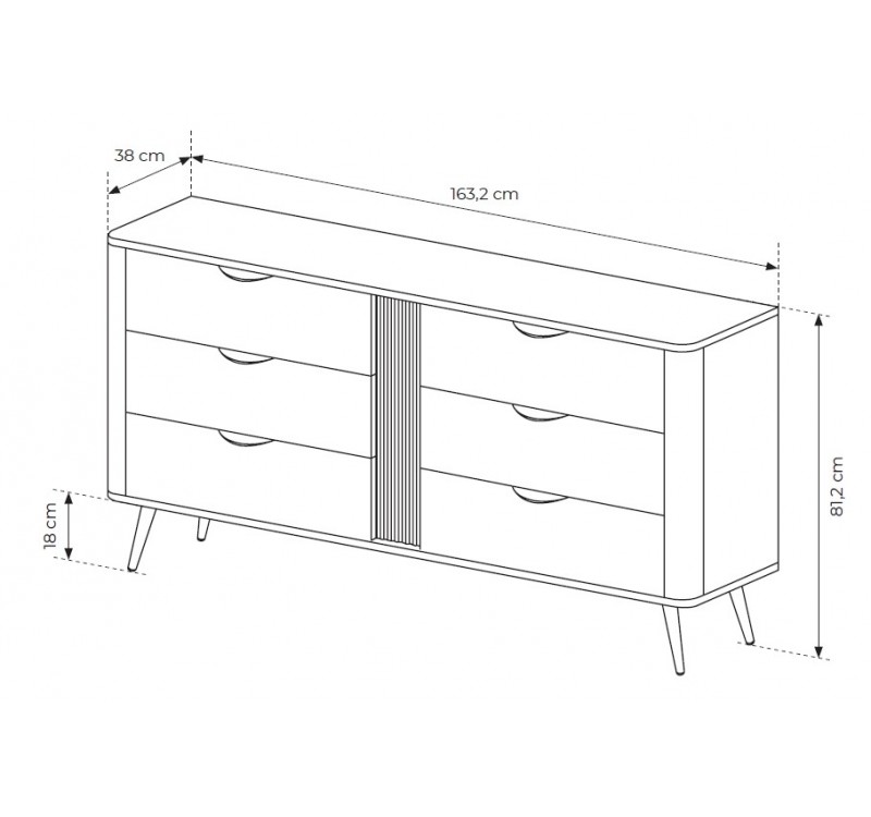 Συρταριέρα Veris σκούρη Βελανιδιά 163x81x38cm