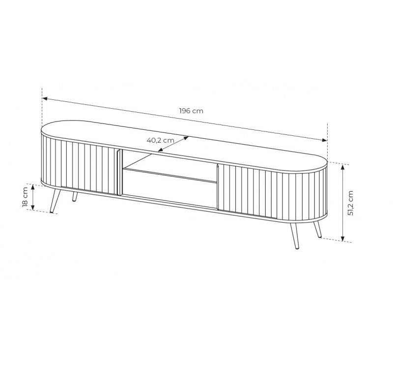 Έπιπλο τηλεόρασης Lovi με συρτάρι φυσικό cremona 196x51x40cm