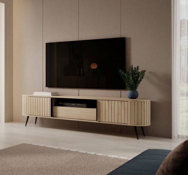 Έπιπλο τηλεόρασης Lovi με συρτάρι φυσικό cremona 196x51x40cm