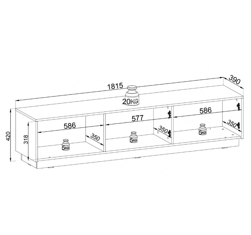 Έπιπλο τηλεόρασης Royal Ανθρακί 181x42x39cm
