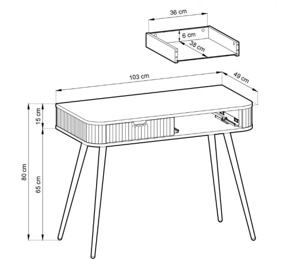 Κονσόλα Zova Ανθρακί 103x80x49cm