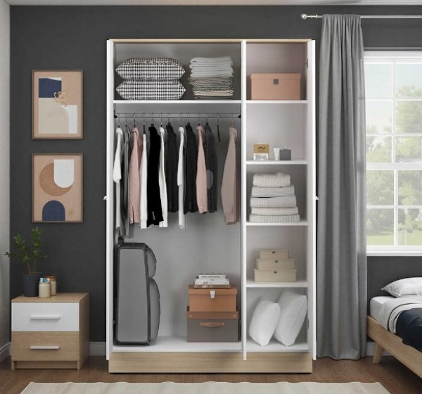 Ντουλάπα Base Τρίφυλλη λευκό 120x198x52cm (MxYxB)