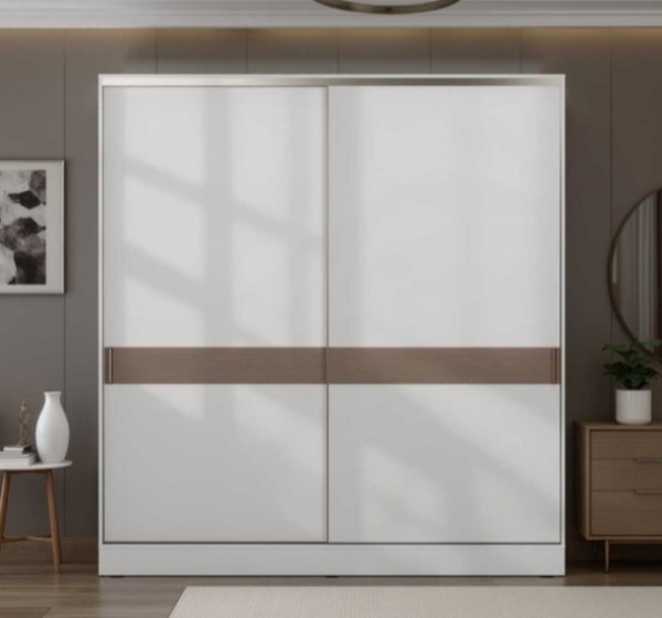 Ντουλάπα συρόμενη Milano λευκό Mink 207x223x60cm (ΜxΥxΒ)