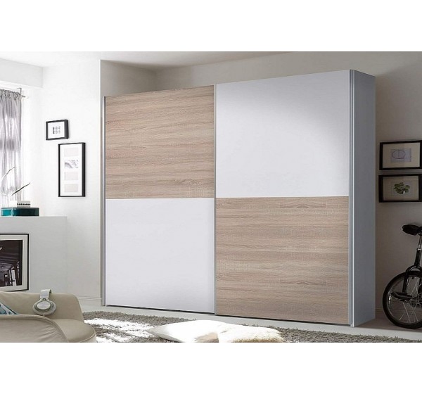Ντουλάπα Verona Λευκό+φυσικό Sonoma 270x210x60cm (ΜxΥxΒ)