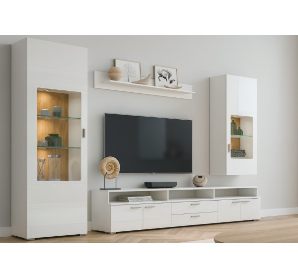 Σύνθεση τοίχου Foss Λευκό High gloss 300x203x60cm