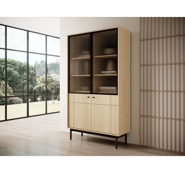 Βιτρίνα Japandi Φυσικό Dab linea 103x184x39cm