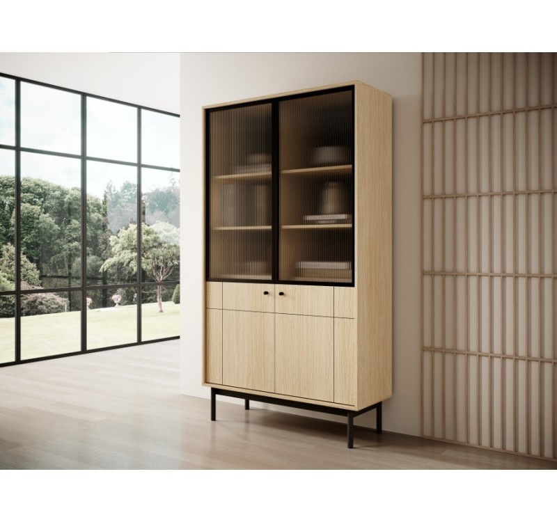 Βιτρίνα Japandi Φυσικό Dab linea 103x184x39cm
