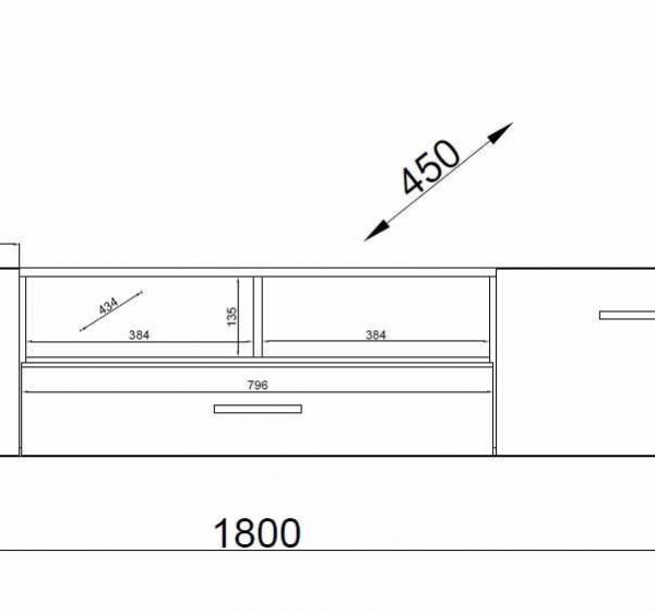 Έπιπλο τηλεόρασης CLIF φυσικό Sanremo+ματ Γραφίτης 180x34x45cm