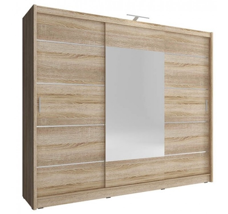 Ντουλάπα Συρόμενη 24114-WKs-250-ALU Χρώμα Φυσικό Δρυς 250x214x62εκ.