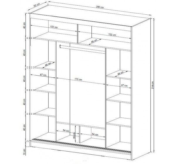 Ντουλάπα Συρόμενη 24114-WK1w-250 Χρώμα Λευκό 250x214x62