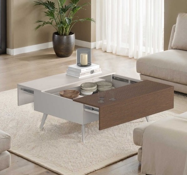 Τραπεζάκι Milano 1802 με συρτάρια λευκό Mink 103x44x72cm (ΜxΥxΠ)