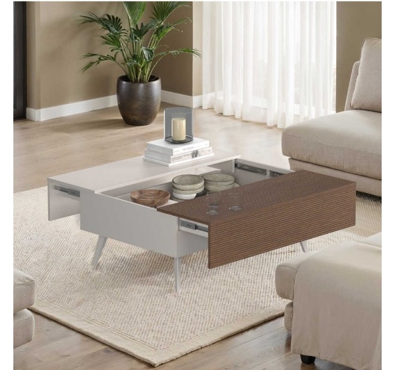 Τραπεζάκι Milano 1802 με συρτάρια λευκό Mink 103x44x72cm (ΜxΥxΠ)