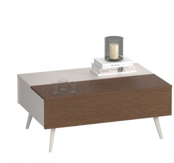 Τραπεζάκι Milano 1802 με συρτάρια λευκό Mink 103x44x72cm (ΜxΥxΠ)