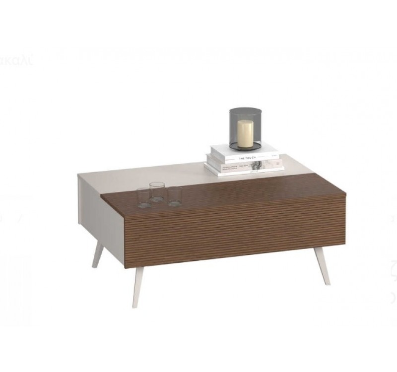 Τραπεζάκι Milano 1802 με συρτάρια λευκό Mink 103x44x72cm (ΜxΥxΠ)