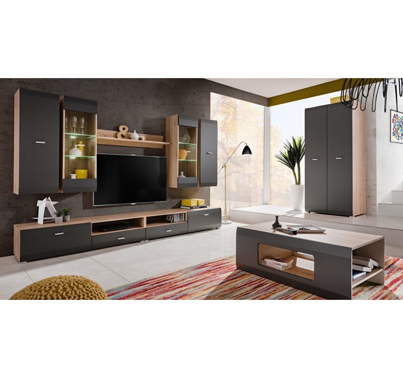 Τραπεζάκι σαλονιού CLIF Γραφίτης+Sanremo 100x61x39cm