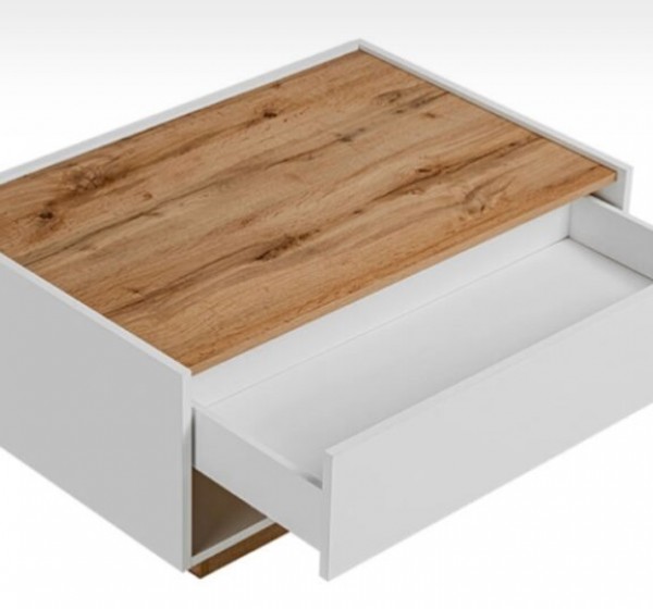 Τραπεζάκι σαλονιού με συρτάρι ERNI λευκό 90x60x40cm (MxBxY)