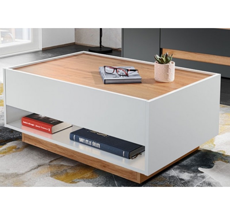 Τραπεζάκι σαλονιού με συρτάρι ERNI λευκό 90x60x40cm (MxBxY)