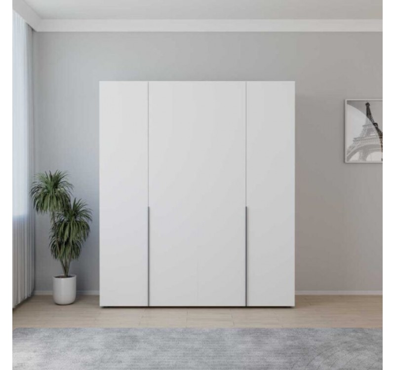 Ντουλάπα Oryana τετράφυλλη Λευκή 180x210x62cm