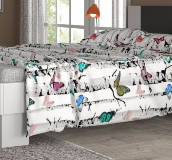 Κρεβάτι διπλό LILLY λευκό+Ανθρακί για στρώμα 160x200cm