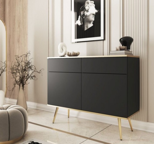 Μπουφές Oro Ανθρακί με χρυσό 107x85x39cm