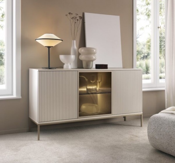 Μπουφές με βιτρίνα Sento Λευκό Kazmir 154x83x39cm