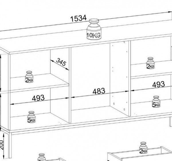 Μπουφές με βιτρίνα Sento Λευκό Kazmir 154x83x39cm