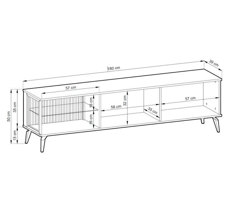 Έπιπλο τηλεόρασης VICI καρυδιά με βιτρίνα 180x50x39cm