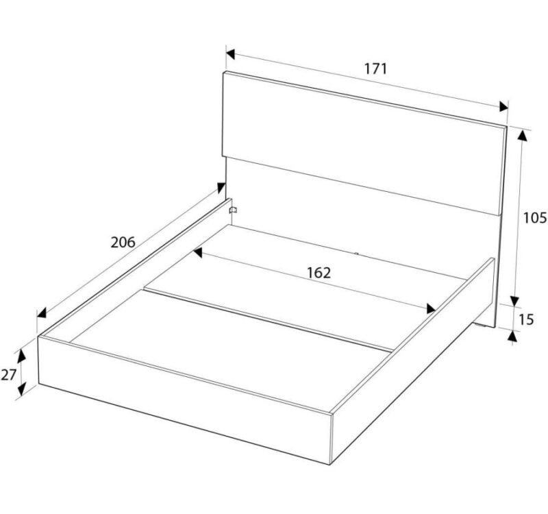 Σετ Κρεβατοκάμαρας Oryana 1716 Λευκό με υφασμάτινο κεφαλάρι για στρώμα 160x200cm