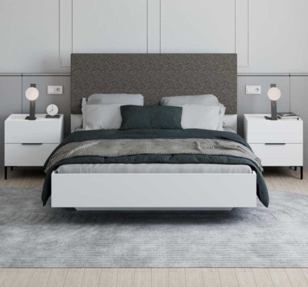 Σετ Κρεβατοκάμαρας Oryana 1716 Λευκό με υφασμάτινο κεφαλάρι για στρώμα 160x200cm