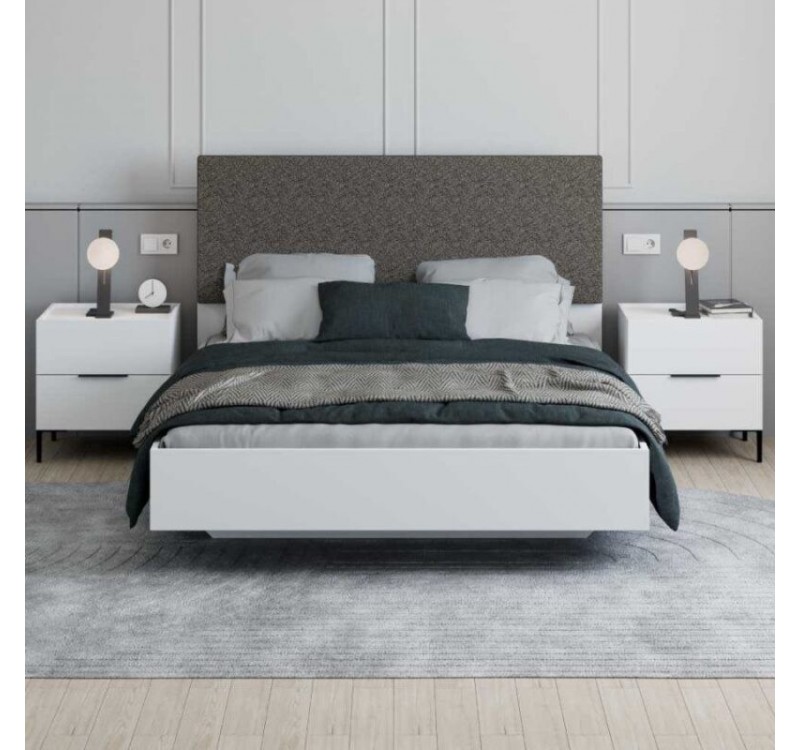 Σετ Κρεβατοκάμαρας Oryana 1716 Λευκό με υφασμάτινο κεφαλάρι για στρώμα 160x200cm