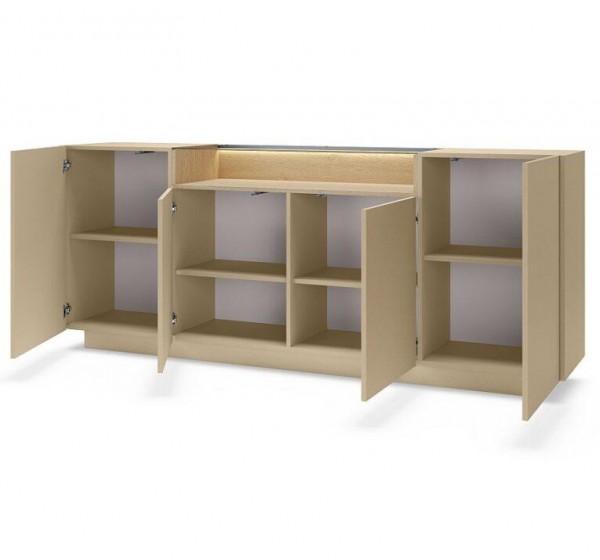 Μπουφές HIRO μπεζ κακάο με φωτισμό 203x83x40cm