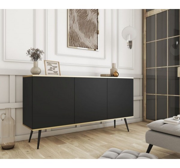 Μπουφές Oro Ανθρακί με μαύρα πόδια 160x85x39cm
