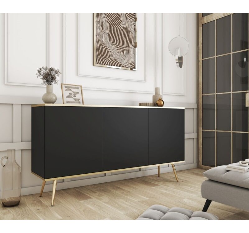 Μπουφές Oro Ανθρακί + χρυσό 160x85x39cm