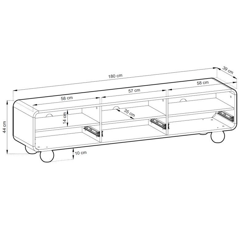 Έπιπλο τηλεόρασης ALBION με συρτάρια Λευκό Kazmir 180x44x39cm