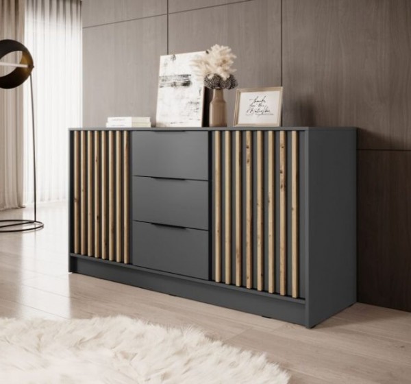 Μπουφές Nelly με συρτάρια Γραφίτης 155x86x45cm