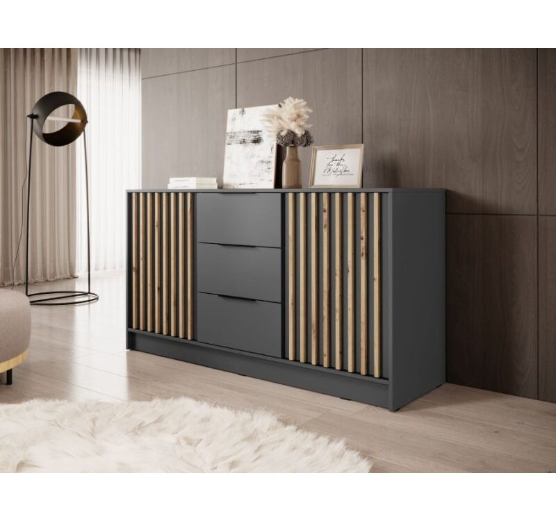 Μπουφές Nelly με συρτάρια Γραφίτης 155x86x45cm