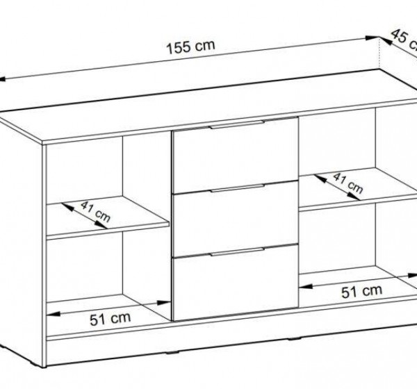 Μπουφές Nelly με συρτάρια Γραφίτης 155x86x45cm