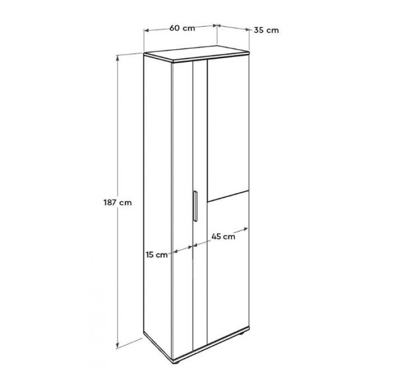 Ντουλάπα Porto με καθρέπτη, Λευκή 60x187x36cm