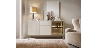 Μπουφές με βιτρίνα και συρτάρια Sento Λευκό Kazmir 154x83x39 cm