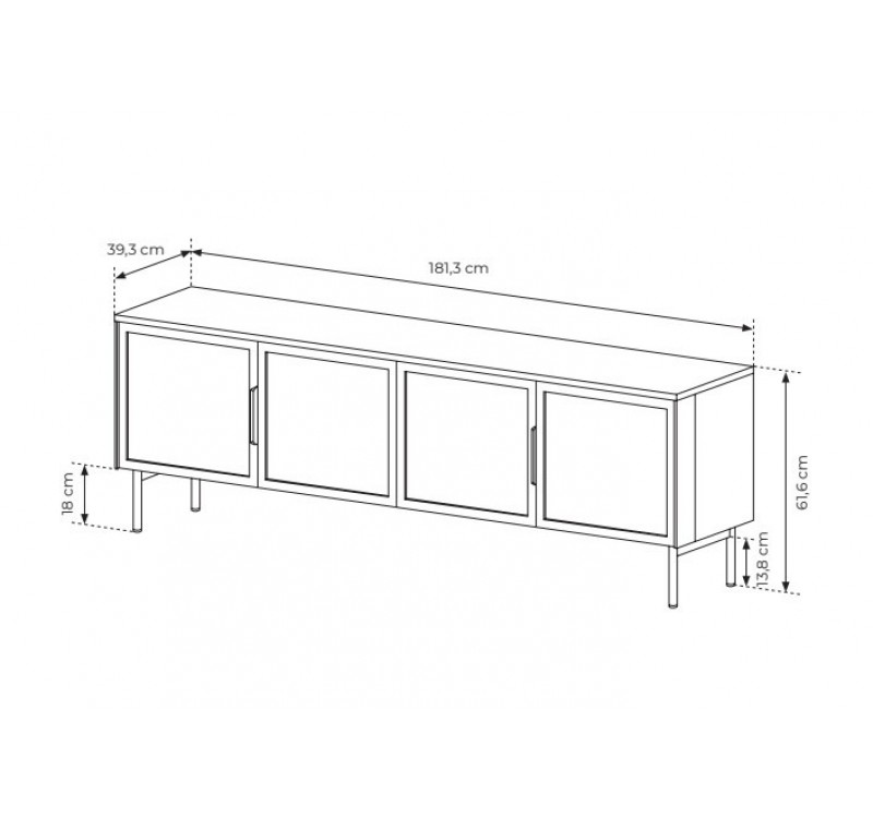 Έπιπλο τηλεόρασης Lumi Λευκό Kazmir 181x62x39cm