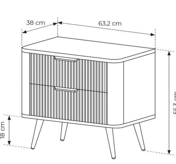 Κομοδίνο Lante Μπεζ 63x55x38cm