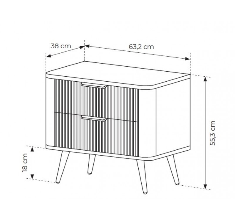Κομοδίνο Lante Μπεζ 63x55x38cm
