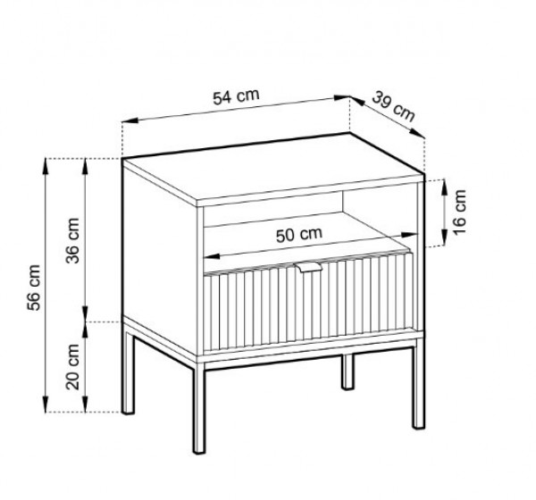 Κομοδίνο Nova Πράσινο + Ανθρακί βάση+πόμολο 54x56x39cm
