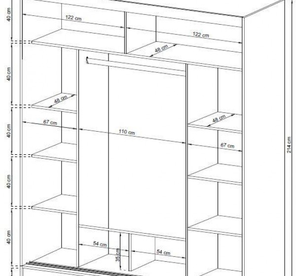 Ντουλάπα Συρόμενη Wiki Χρώμα Λευκό 250x214x62