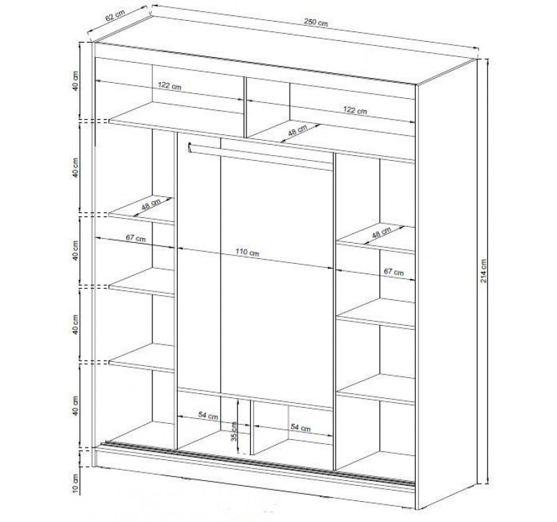 Ντουλάπα Συρόμενη Wiki Χρώμα Λευκό 250x214x62