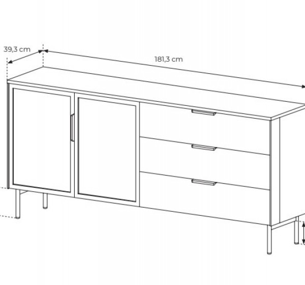 Μπουφές Lumi Λευκό Kazmir με βιτρίνα και συρτάρια 181x82x39cm