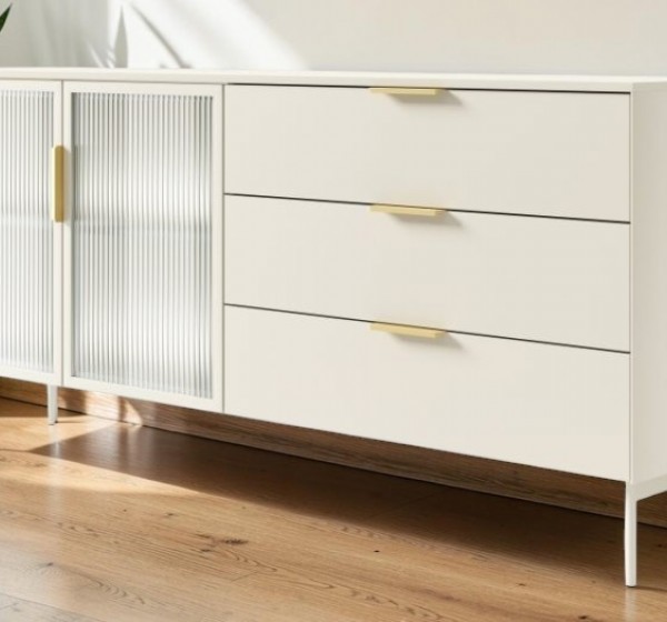 Μπουφές Lumi Λευκό Kazmir με βιτρίνα και συρτάρια 181x82x39cm