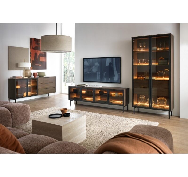 Βιτρίνα Lumi Καρυδιά 91x194x39cm