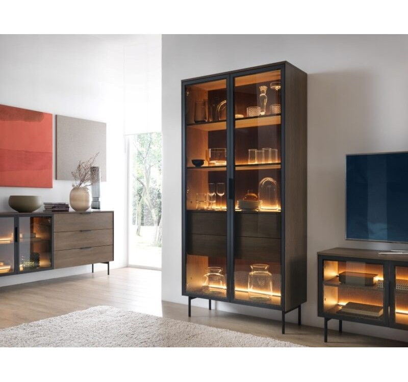 Βιτρίνα Lumi Καρυδιά 91x194x39cm