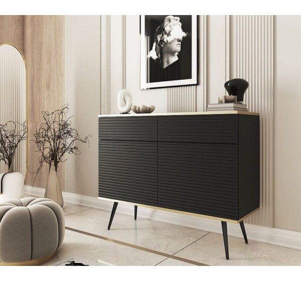 Μπουφές Oro MDF Ανθρακί με μαύρα πόδια 107x85x39cm